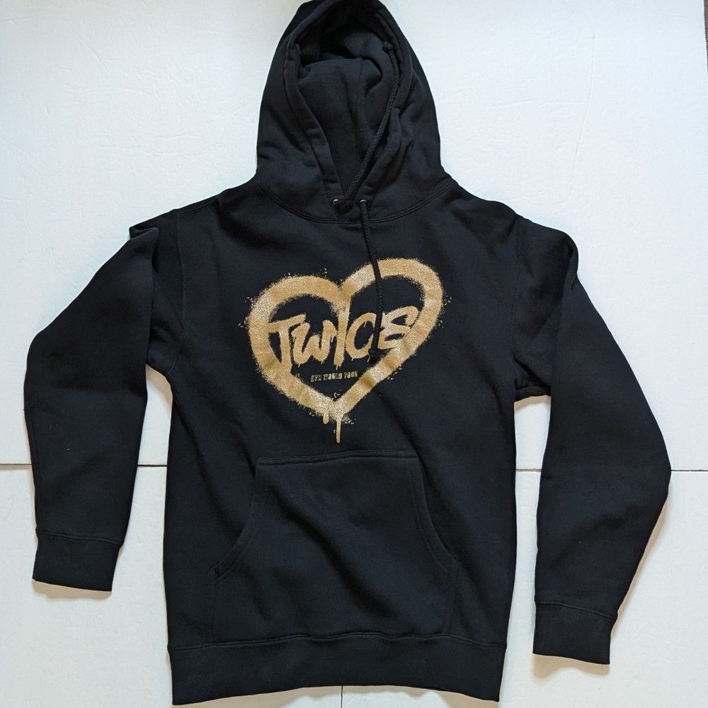 Black Hoodie with Gold Heart Design